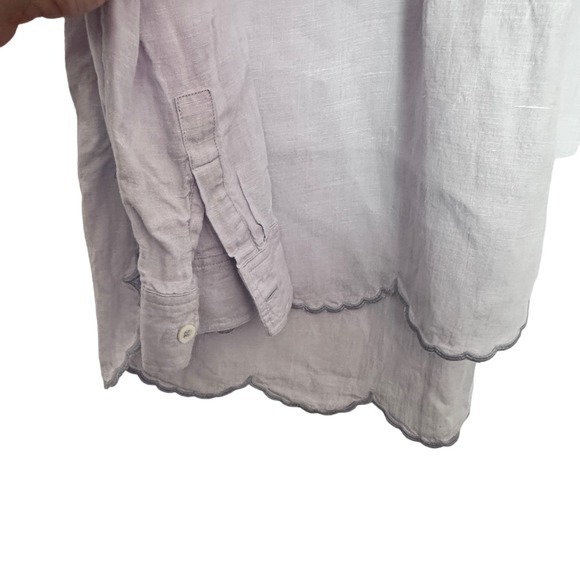 Claridge + King linen Lavender Scalloped Edges Lagenlook Romantic tunic Large - Picture 8 of 12